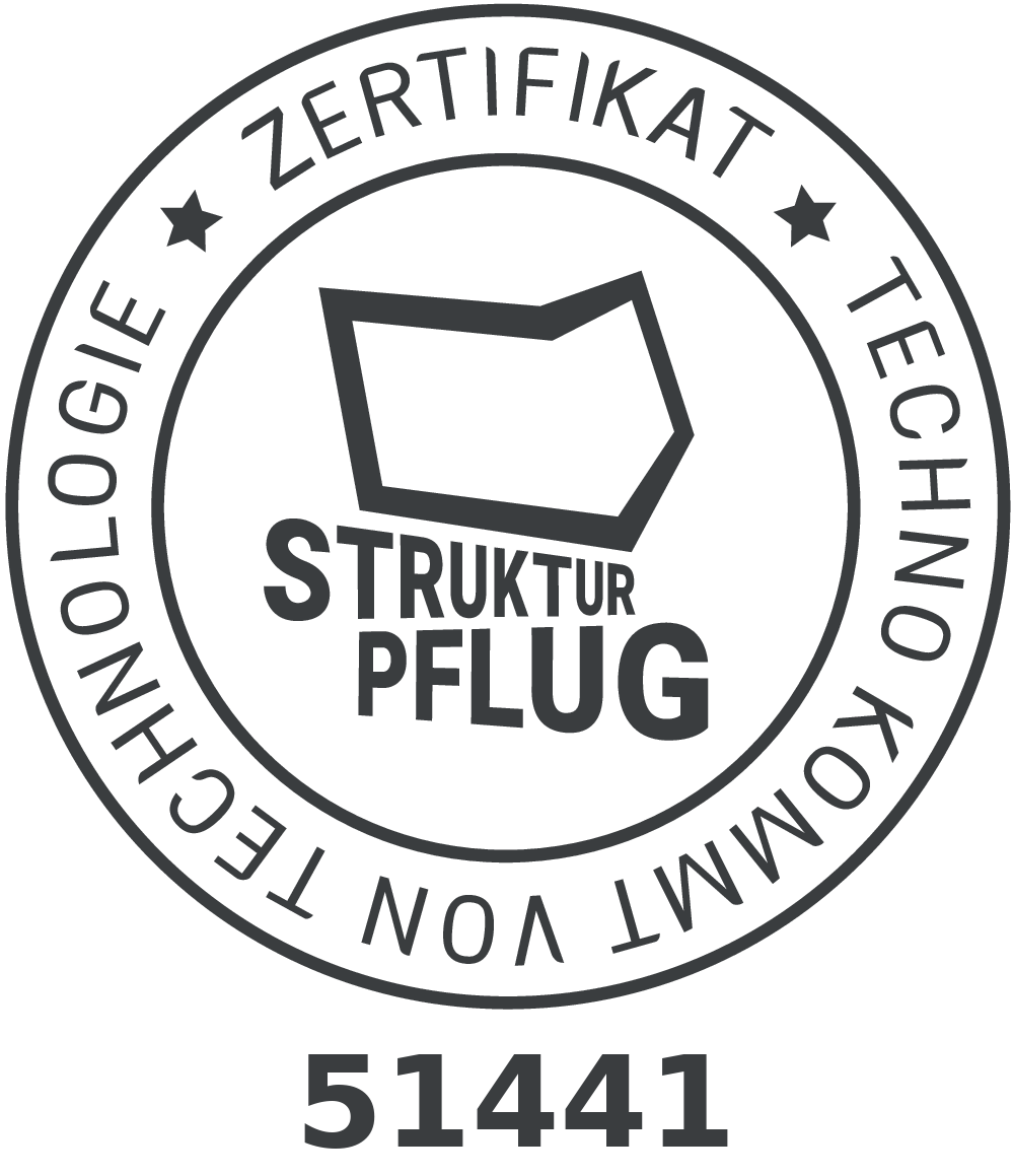 Zertifikat der Zertifizierungsstelle Strukturpflug, Registernummer 51441
